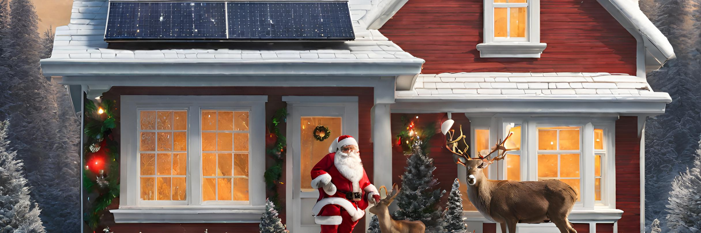 Santa Reindeer Home Solar Sustainability